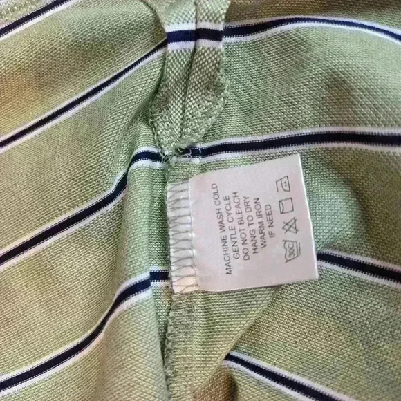 Men's Bobby Jones Golf Polo Size L Green with Navy Blue Stripes - Picture 8 of 8